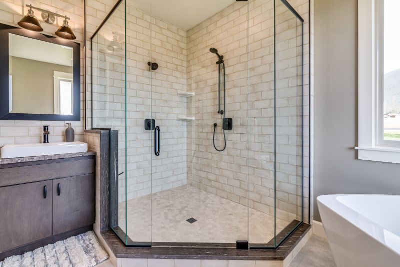 Small Corner Shower with Glass Doors